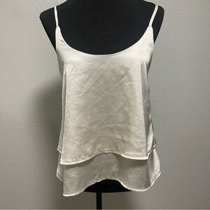 Milk & Honey Cream Satiny Adjustable Strap Camisole Top Medium